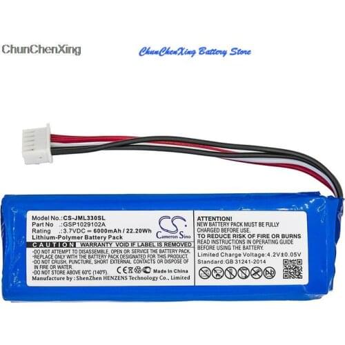 Cameron Sino 6000mAh Battery GSP1029102A(CS-JML330SL) for JBL Charge 3, please double check the place of 2 red and 2 black wires