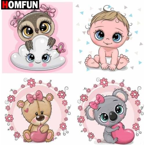 HOMFUN Diy 5d Diamond Painting "Cartoon animal theme" Cross Stitch Square Round Diamond Embroidery Handwork Rhinestone Art