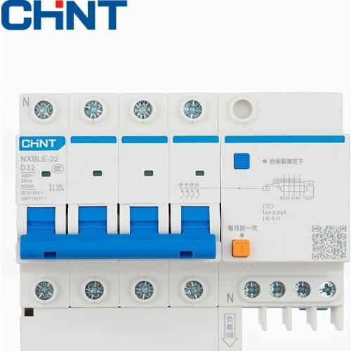 CHNT NXBLE-32 Residual current operated circuit breaker RCBO 6KA type D 4P 30mA 230 V 240V 50HZ 6A 10A 16A 20A 25A 32A