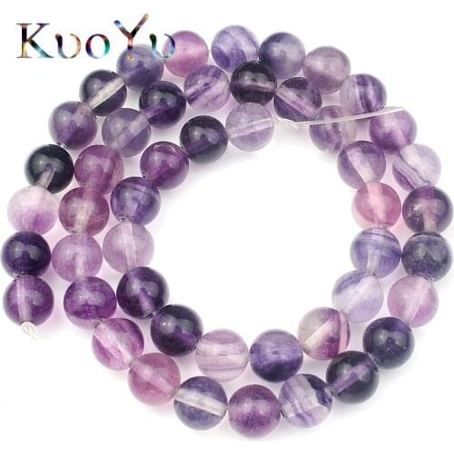 Natural Gem Purple Fluorite Quartz Beads Round Loose Spacer Crystal Bead For Jewelry Making DIY Bracelet Necklace 15" 4/6/8/10mm