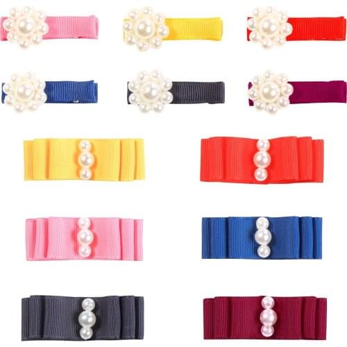Kids Headwear 2PC Infant Baby Toddler Girls Grosgrain Ribbon Hair Pearl Clips Hair Accessories Turban Girls Headwear Kids child