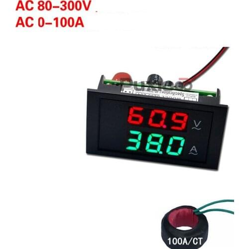 DYKB Dual Display AC 110v 220v 100A 200A Voltmeter ammeter LCD Digital Volt Amp Panel Meter Voltage Ampermeter + CT Transformer