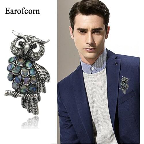 Earofcorn Retro Rhinestone Owl Pearl Feather Brooches Women Men Jewelry Good for wedding,party ,prom, festiva