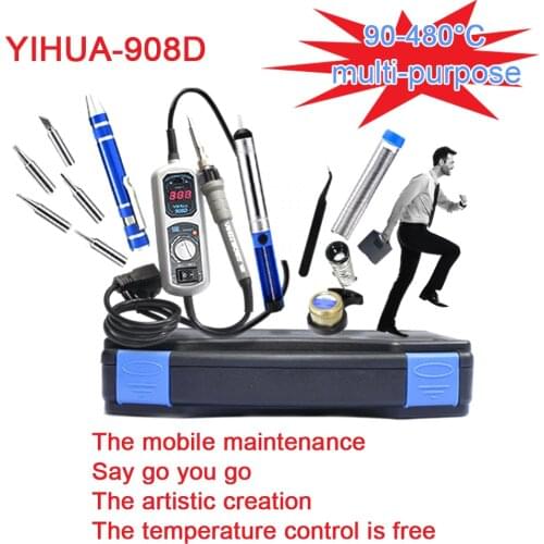 YIHUA 908D 60W Mini Electric Constant Electric soldering iron temperature Portable adjustable digital display soldering statio