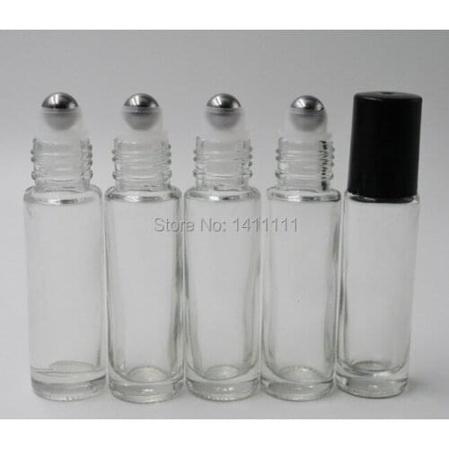 Factory 1000pcs/lot 10ml Clear Glass Roll On Essential Oils Perfume Aromatherapy Bottle With Stainless Steel Roller Ball