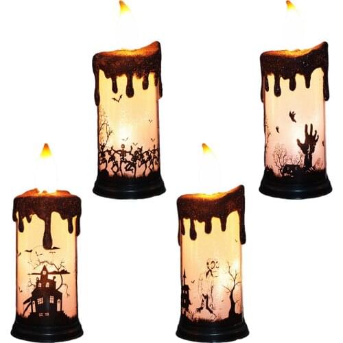 Halloween Ghost LED Glowing Candle Light Night Light Skull Light Party Atmosphere Decoration Props Electric Candle Lamp