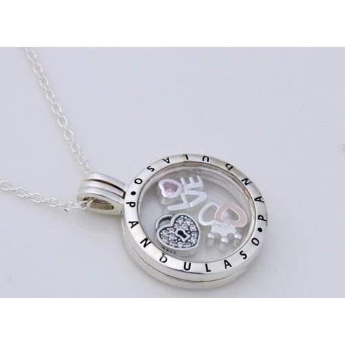 Forever love Petites Floating Locket Necklace & Pendant for women DIY necklace 925 sterling silver jewelry chain