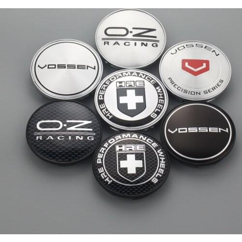 4pcs 68mm/62mm clip vossen center cap oz logo wheel cover hre emblem sticker hub cap for rims cap on wheels