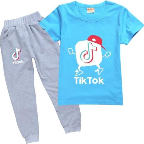 TIK TOK Girls Clothing Set Kids Clothes Sets for Boy 2Pcs Casual Sport Outfit Children Clothes Suit Cartoon printing