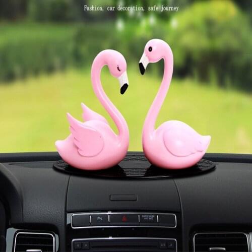 Creative Pink Swan Car Decoration Flamingo Fashion Cute Car Center Console Car Decoration Female