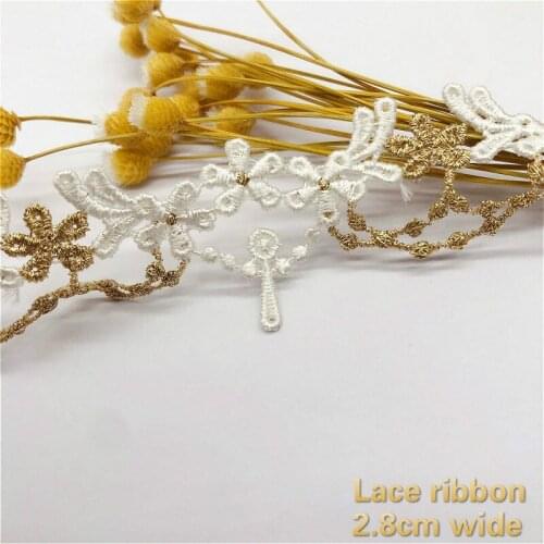 Fashion Golden Water-soluble Embroidery Lace Ribbon DIY Trend Headdress Handbag Bracelets Clothes Skirt Decoration Шитье Кружево