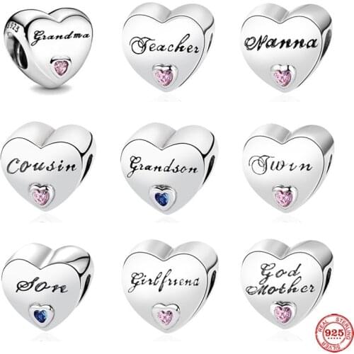 New arrival heart letter charm diy Bead fit Original Pandora charms silver 925 for women jewelry accessories