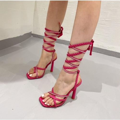 New Thin-heeled Womens Shoes High-heeled Sandals Lace Up Beautiful Women Sandals Size 35-42