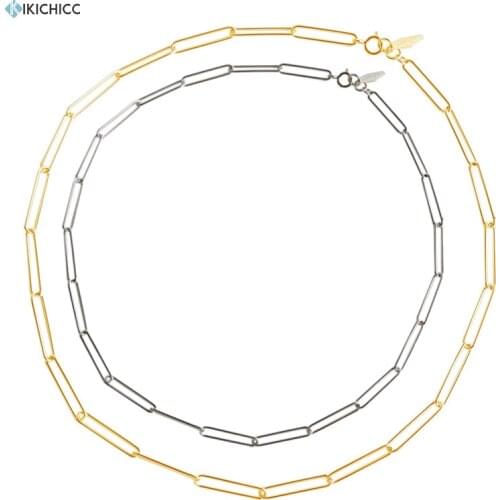 Kikichicc 100% New 925 Sterling Silver Gold Geometric Square 40cm Chocker Necklace 2020 Fine Jewelry For European Luxury Chains