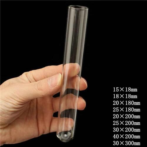 12Pcs/lot Length 180/200/300mm Transparent Glass Test Tubes with Round Bottom for School/Laboratory Glassware