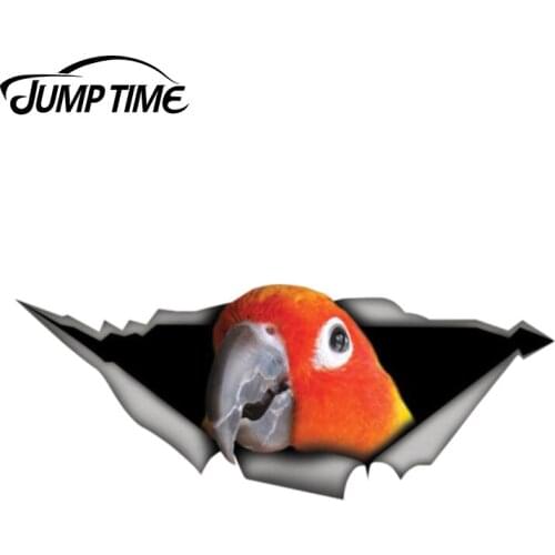 Jump Time 13cm x 5cm Sun conure parrot sticker Torn Metal Decal Wild Animal Funny Car Stickers Window Bumper 3D Car Styling