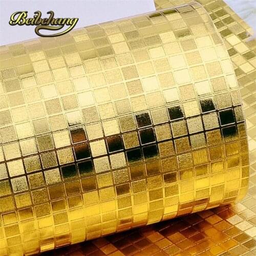 Beibehang Mini mosaic Luxury glitter background wall shiny gold foil wallpaper silver ceiling wall paper wall covering