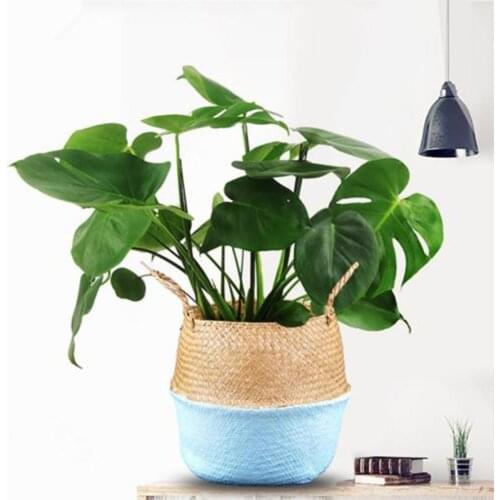 Garden Hanging Basket Flower Pot Storage Basket Rattan Straw Basket Seagrasss Wicker Folding Laundry Flower Vase Wedding Hot