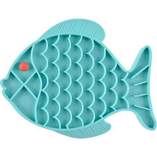 Pet Dog Feeding Slow Food Bowl Fish Shape Dispensing Mat Feed Plate Silicone Dog Lick Pad Safe No-Toxic Training Plate