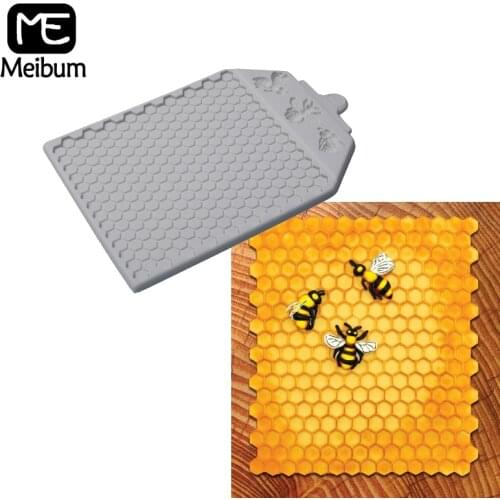 Meibum Silicone Fondant Molds Honeycomb and 3 Bees Cake Decorating Mould Crafts Cupcakes Sugarcraft Candies Clay Pan Baking Tool