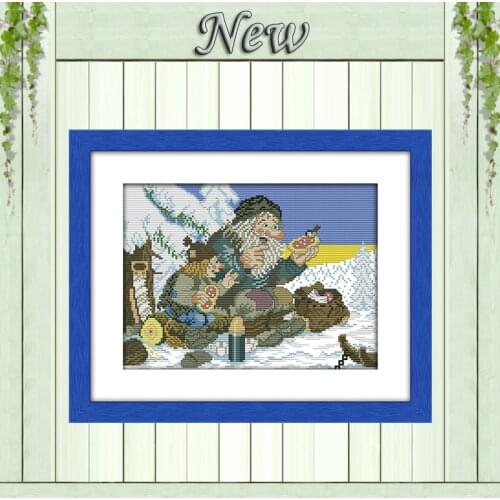 The snow bird old man decor painting counted printed on canvas DMC 14CT 11CT chinese Cross Stitch Needlework Sets Embroidery kit