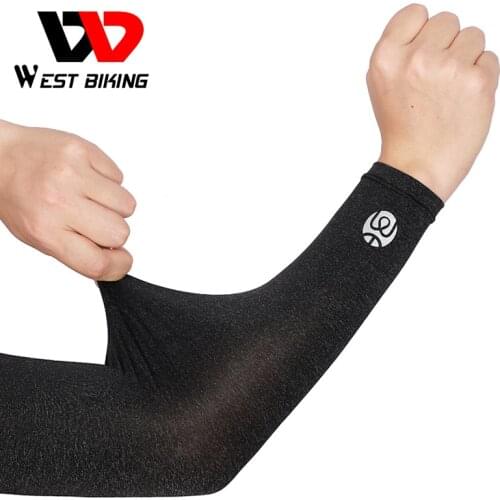 WEST BIKING Ice Silk Sport Arm Sleeves Cycling Arm Sleeves Cover UV Protection Outdoor Running Basketball Summer Arm Sleeves