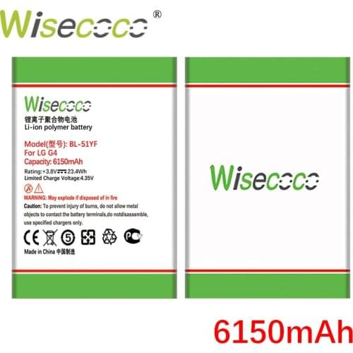 Wisecoco BL-51YF 6150mAh New Battery For LG G4 BL-51YF H815 H818 H810 VS999 F500 High quality battery