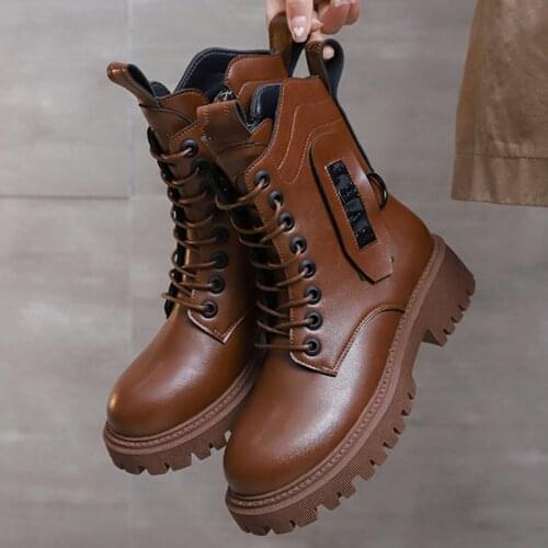 Ladies Martin Boots Women Autumn Winter Motorcycle Boots Round Toe Flats With Shoes 2021 Fashion Female Zipper Ankle Short Boot