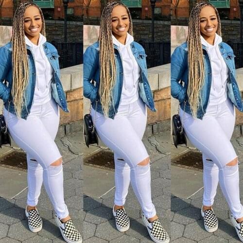 Womens Slim-Fit Sexy Ripped Jeans