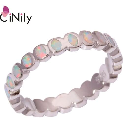 CiNily Created White Fire Opal Silver Plated Wholesale New Style For Fashion Wedding Women Jewelry Ring Size 6 7 8 9 10 OJ8561