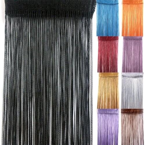 1PC New 200cm Curtain Panels Door Fly Screen Room Divider Single Slot Voile Net Curtains Top Rod String Home Decor