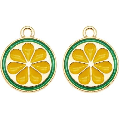 10pcs/pack New alloy lemon cup charms enamel charm for jewelry making and crafting charms earring accessories diy Bracelet Craft