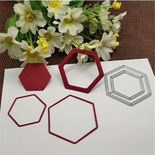 2Pcs Hexagonal frame Metal Cutting Dies Stencils For DIY Scrapbooking Decorative Embossing Handcraft Die Cutting Template