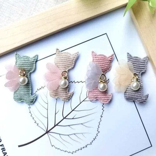 20Pcs/Lot2.5*4.5CM Fabric Cat Padded Appliques For Children Hair Clip Accessories And Garment Sock Decoration Patches