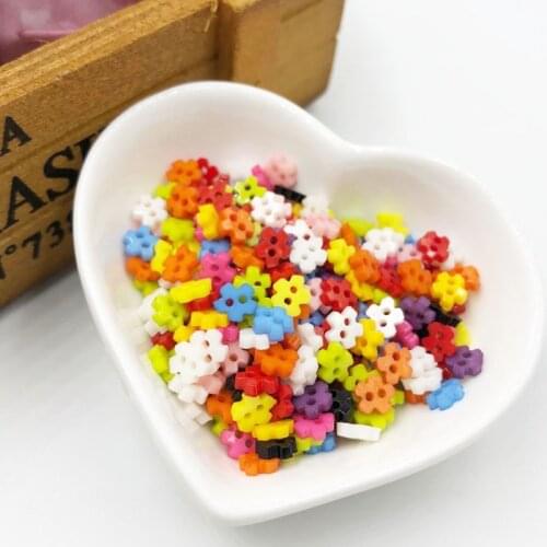 200PCS 6mm Flowers Resin Mini Tiny Buttons Craft Sewing Tools Decorative Button Scrapbooking Garment DIY Apparel PT216