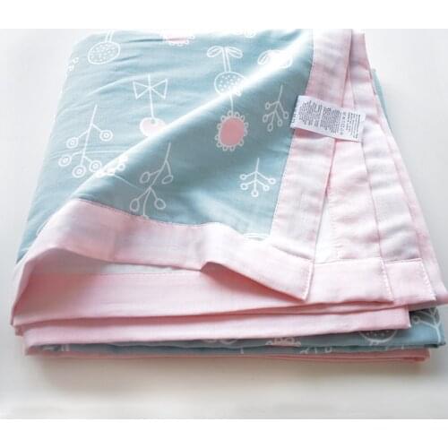 6 layers High Quality Wide Trimmed Cotton Muslin Baby Swaddle Baby Summer Blanket Newborn Bath Towel Infant receiving blanket