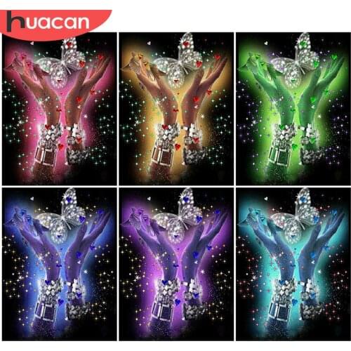 HUACAN DIY Full Square Diamond Painting Cross Stitch Animal 5D Diamond Embroidery Butterfly Hand Rhinestone Picture Decoration