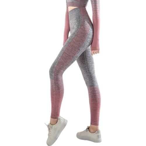 Seamless Womens Yoga Pants Hip Up High Waist Exercise Tights Gradients High Stretch Running Fitness Workout Gym Leggings