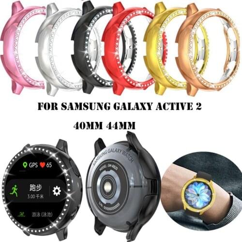 Bling Diamond Watch Case Protective Cover Shell For Samsung Galaxy Watch Active 2 40mm 44mm Accessories Bumper Shell Shockproof