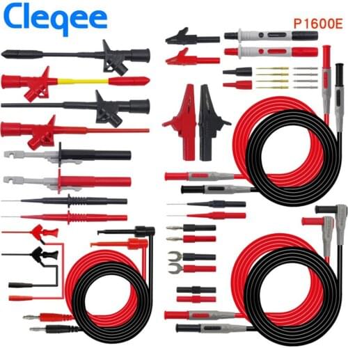 Cleqee P1600C/D/E/F 18 in 1 Pluggable Multimeter probe test leads kit automotive probe set IC Test hook Fluke BNC-Test cable