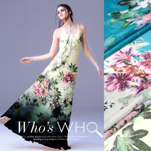 CNUM SC010 100% Natural Silk/Usnea of the Moon River/Print/Silk Fabric Chiffon /Width1.53yd Thickness 8mm