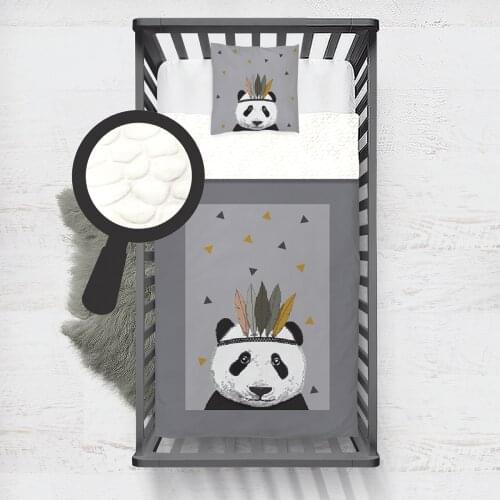 Kids Minky Blanket Super Soft and Warm Baby Blankets Children for Couch and Bed Wild Western Panda Gray Model 072