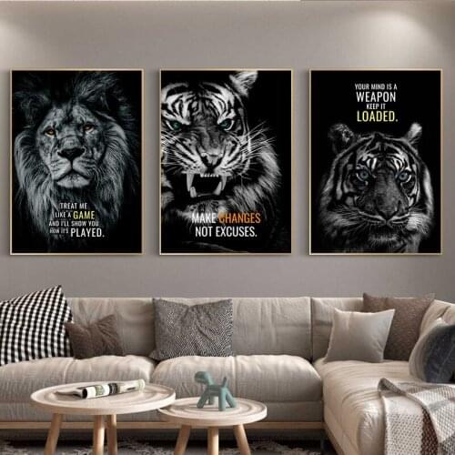 Wild Lion Letter Motivational Quote Art Canvas Painting Wall Art Posters Prints Cuadros Wall Pictures for Living Room Home Decor
