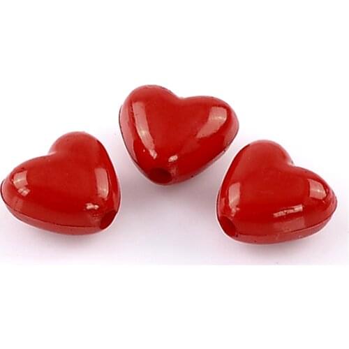 DoreenBeads Acrylic Charm Red Love Heart Beads Handmade Loose Spacer Beads for DIY Bracelet Jewelry Making 11x10mm ,50/200PCs