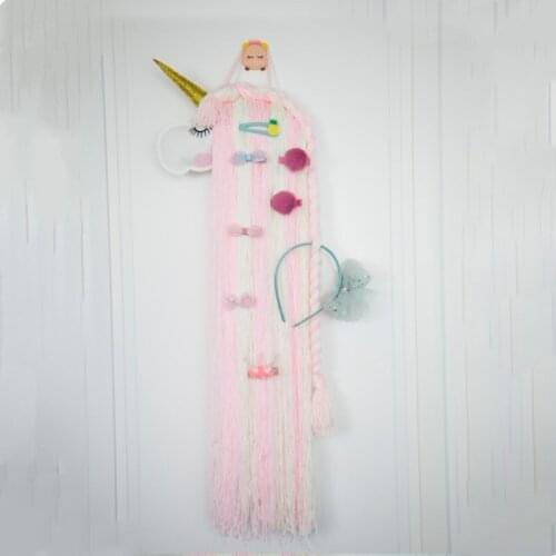 Felt Unicorn Hanging Storage Belt Ornament Girls Hair Clips Barrette Hairband Organizer Strip Holder Tools for Hair Accessories