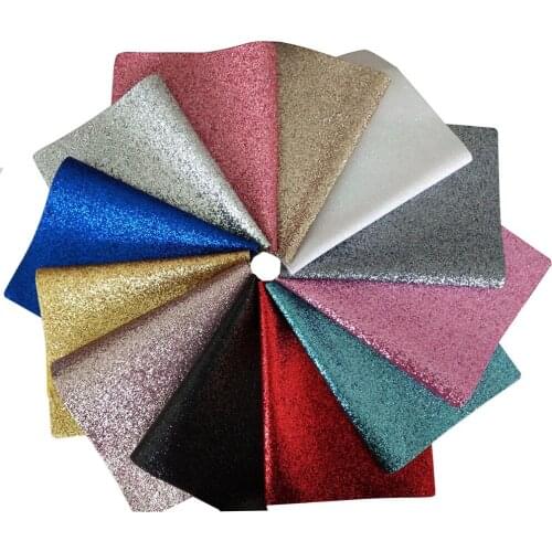 Synthetic leather Glitter Faux Leather Material Sheet Canvas Backing Glitter Fabric Sheet For Bows Earing 12 Color 8''X12'' 1PC