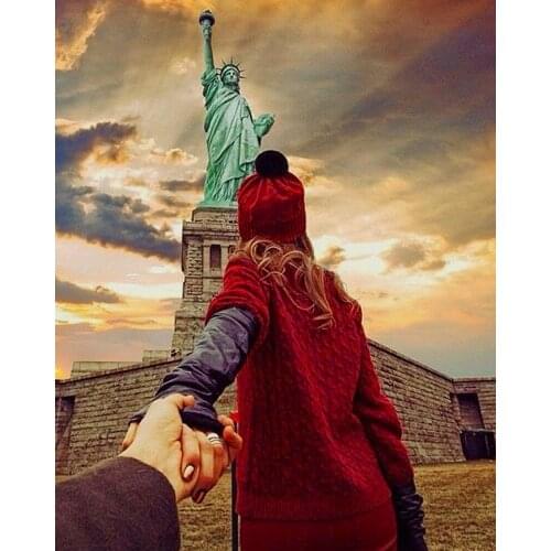 "The Romance of the Statue of Liberty" Picture DIY digital painting by number painting Christmas birthday unique gift