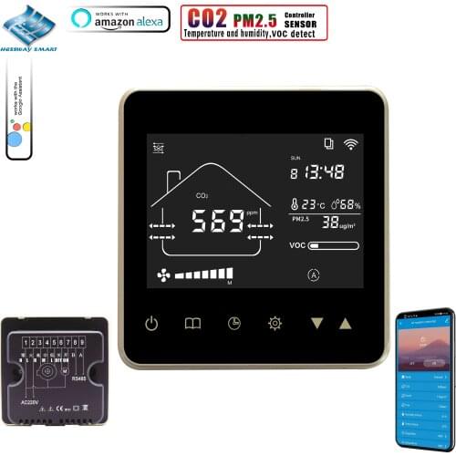 2021 NEW Factory Supply CO2 PM2.5 Laser Module WIFI for Humidity Temp VOC Detector Home Ventilation System TUYA Smart Linkage