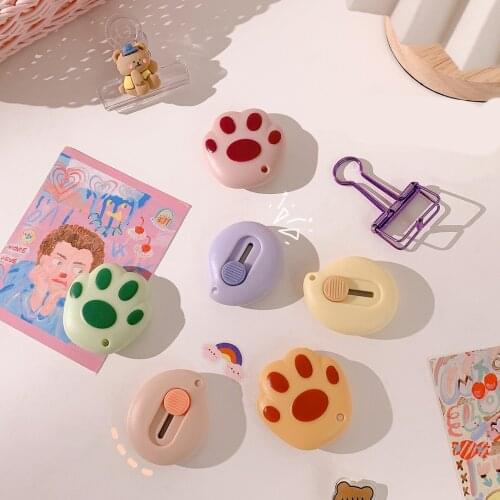 Cute Mini Pocket Cat Paw Art Utility Knife Express Box Knife Paper Cutter Craft Wrapping Refillable Blade Stationery