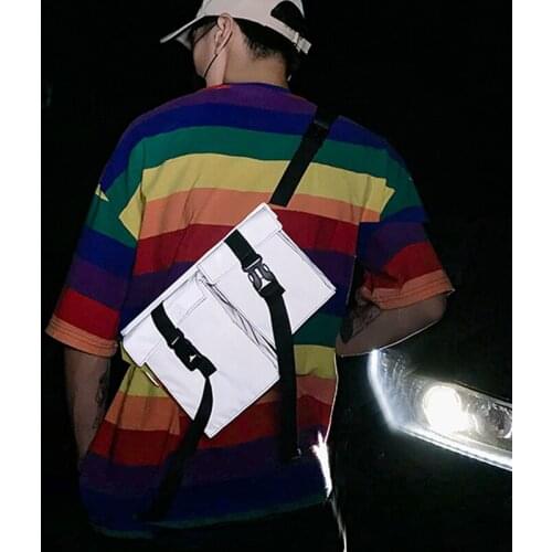 Fashion Small Men Waist Bag Reflective Streetwear Women Chest Bag Hip Hop Messenger Bags Travel Pouch Belt Tactical Chest Pack